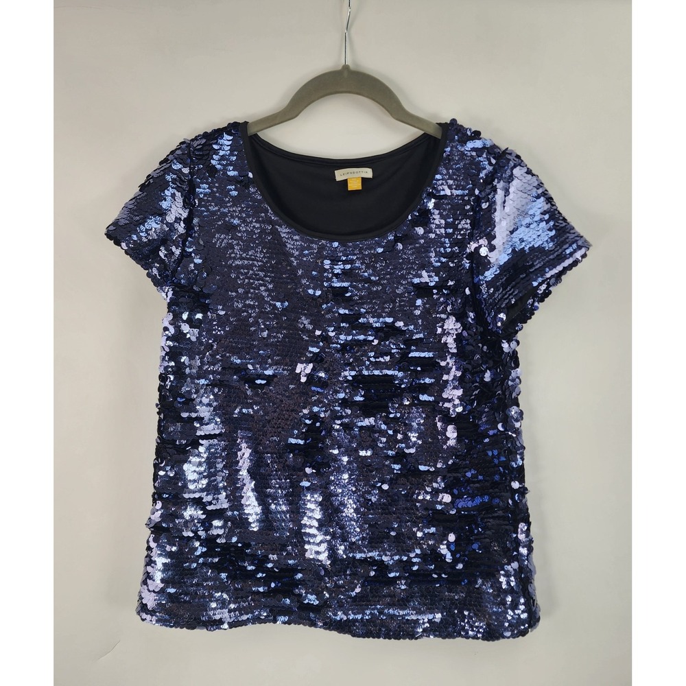 LEIFSDOTTIR Anthropologie Sequin Top Women's XS Navy